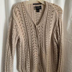 Eddie Bauer Legend Cardigan Beige Medium Cotton